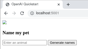 Picture of web browser with text box asking you for an animal